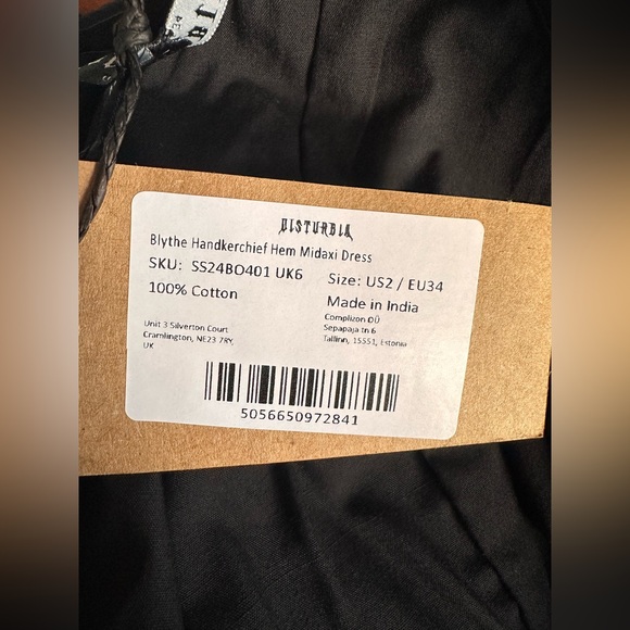 Disturbia Blythe Handkerchief Hem Midaxi Dress Size US-2/UK-6/EU-34 NWT - Picture 8 of 9